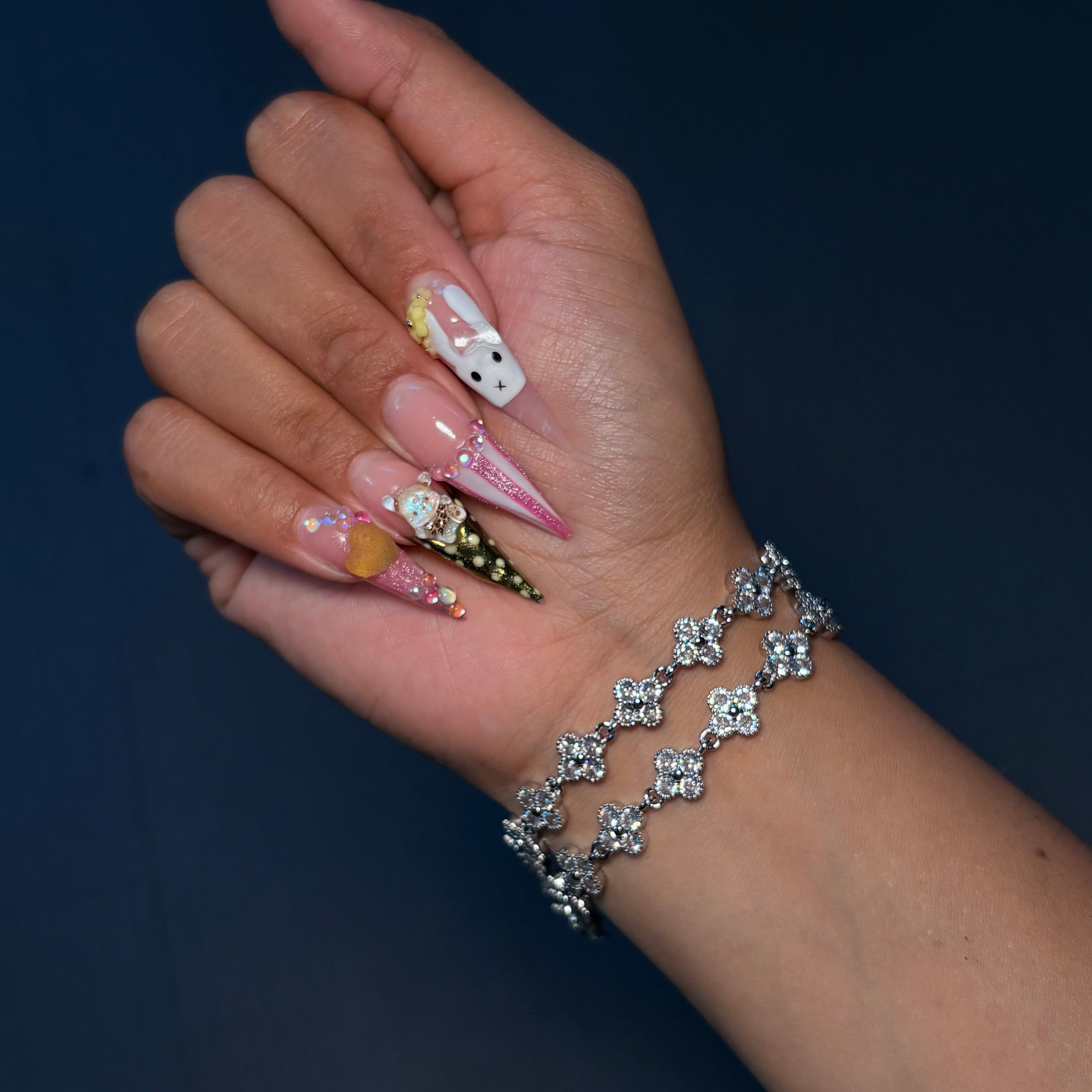 Silver Diamond Klover Tennis Bracelet