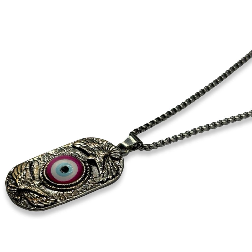 Silver & Pink EE Necklace 20in