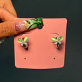 Green Butterfly Mini Silver Hoops