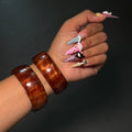 Silver Wooden 2PC  Bangle Stack