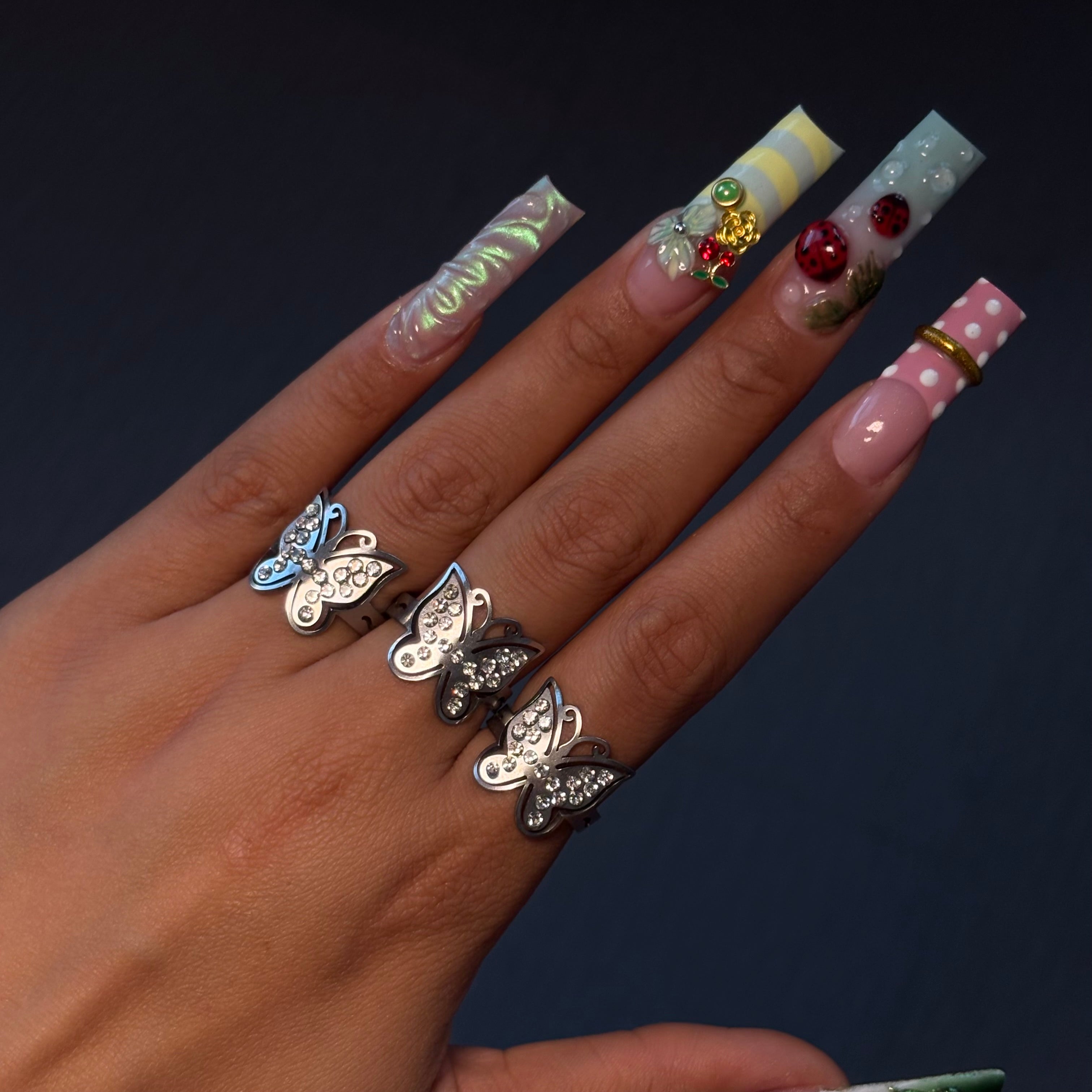 Silver Adjustable Diamond Flutter Ring