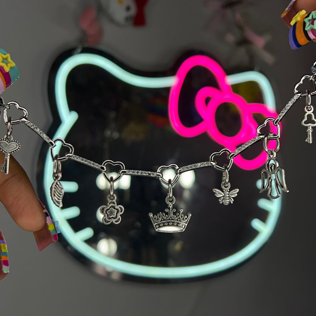 Silver Princessa Lover Girl Diamond Charm Bracelet