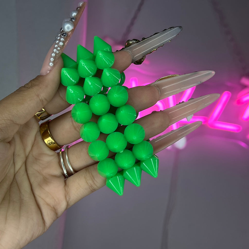 Green Y2K Spike Beaded Bracelet