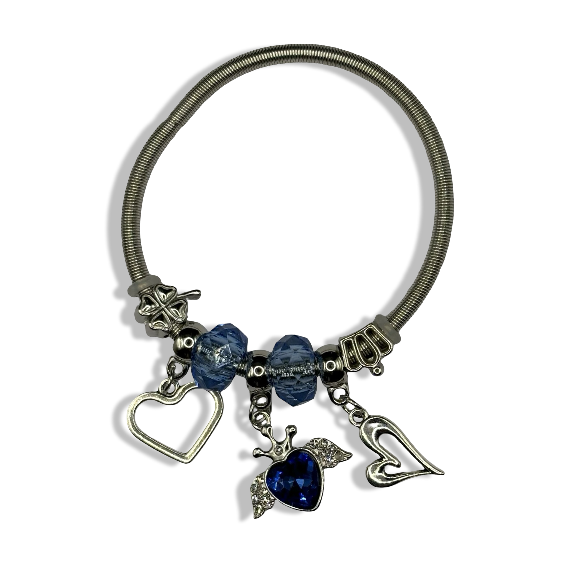 Blue & Silver Princessa Spring Charm Bracelet
