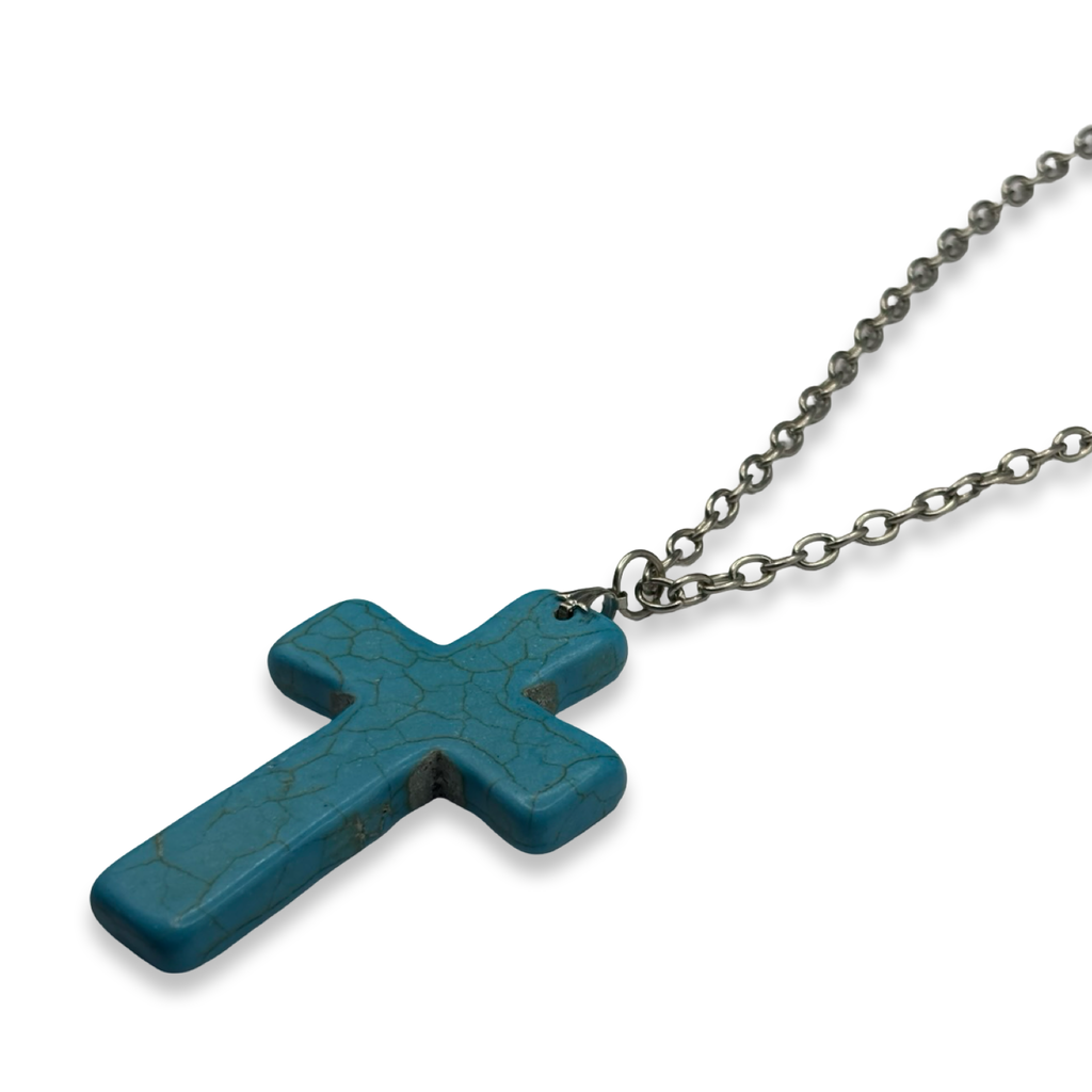 Silver & Turquoise XL Cross Necklace