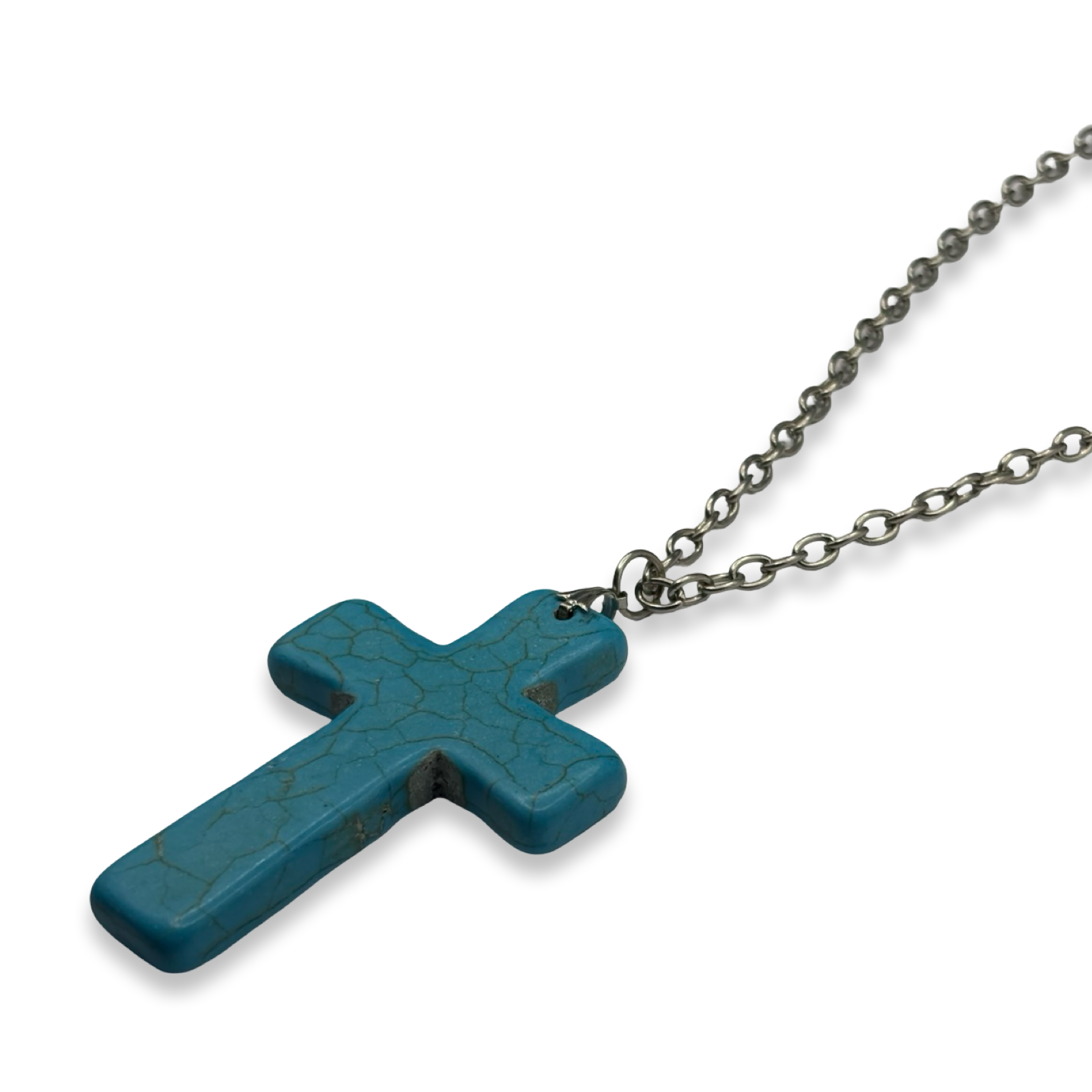Silver & Turquoise XL Cross Necklace