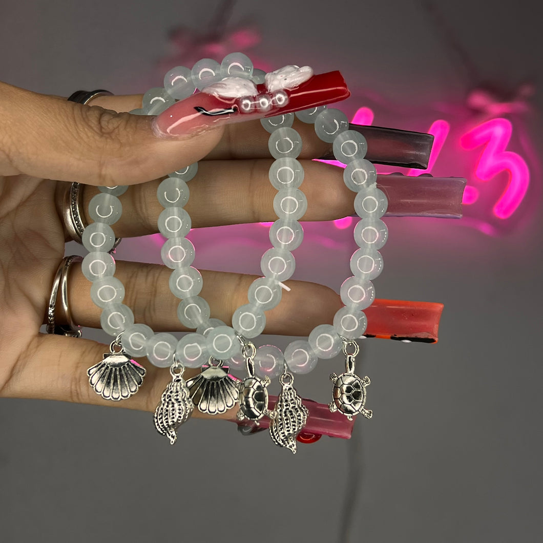 Blue Vacay Bae 3 Charm Beaded Bracelet