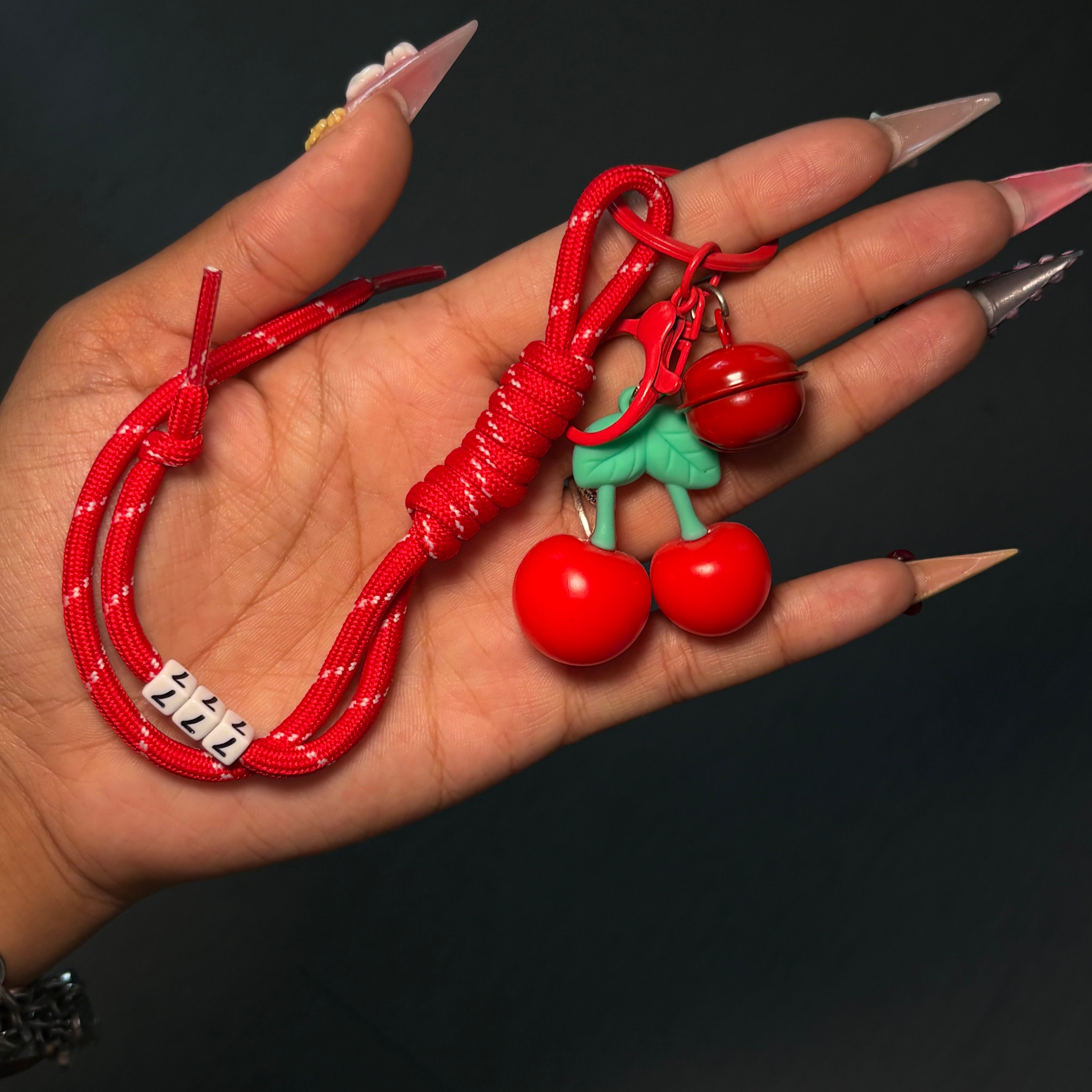Red 777 Cherry Charm Dangle Keychain + Bagcharm