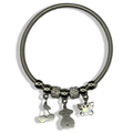 Silver Teddy Cherry n Butterfly Spring Charm Bracelet