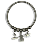 Silver Teddy Cherry n Butterfly Spring Charm Bracelet