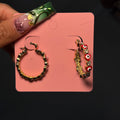 Gold & Red Medium Mal de Ojo Hoops