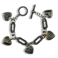 Silver & Gold Sweetie 5 Heart Locket Bracelet