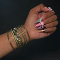 Gold Cuban Link Bangle Stack