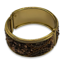 Load image into Gallery viewer, Gold &amp; Brown Beaded Statement Bangle
