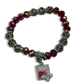 Red & Silver Lace Flutter Beaded Bracelet