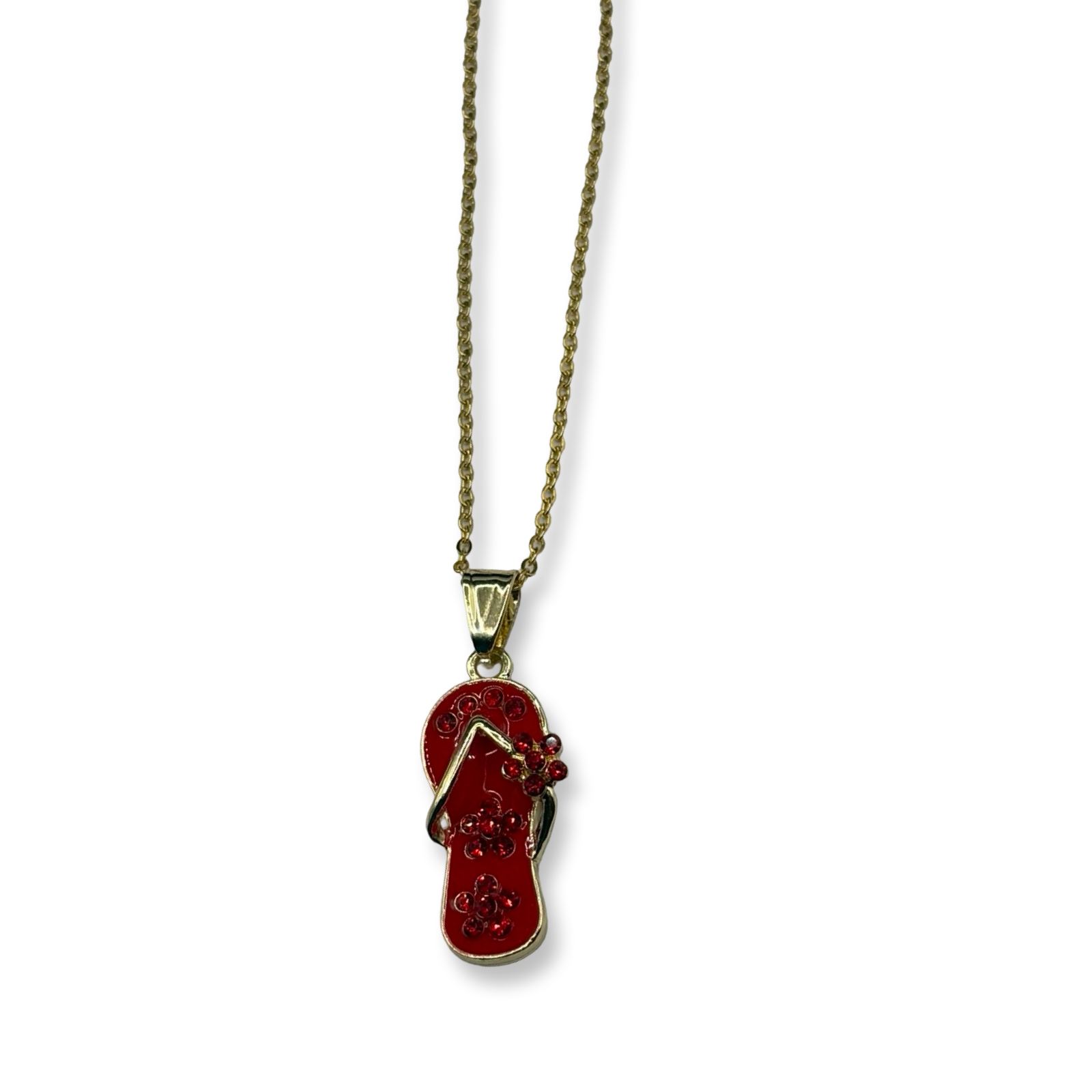 Gold & Red Flip Flop Necklace
