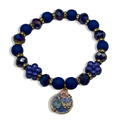 Blue & Gold Blossom Beaded Bracelet