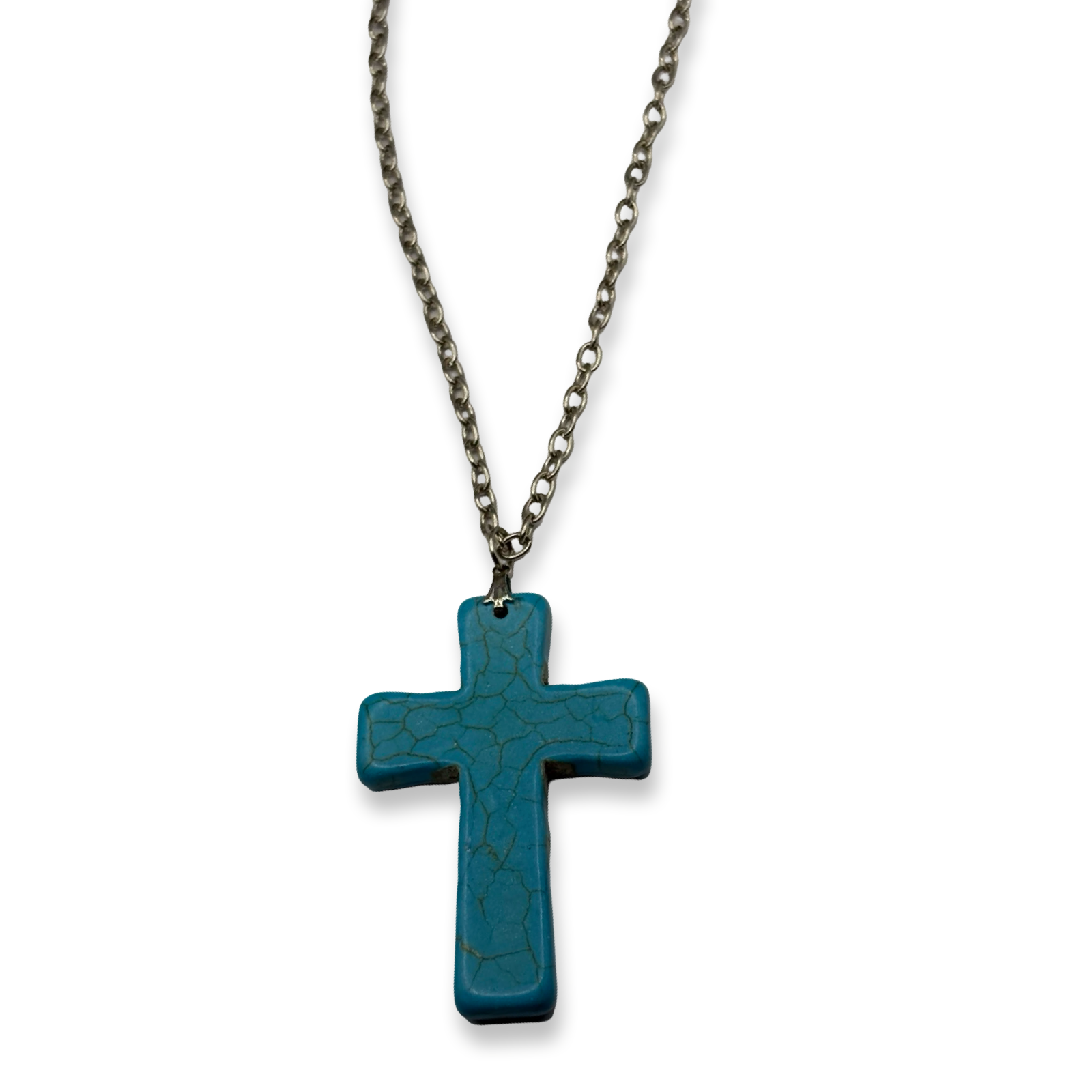 Silver & Turquoise XL Cross Necklace