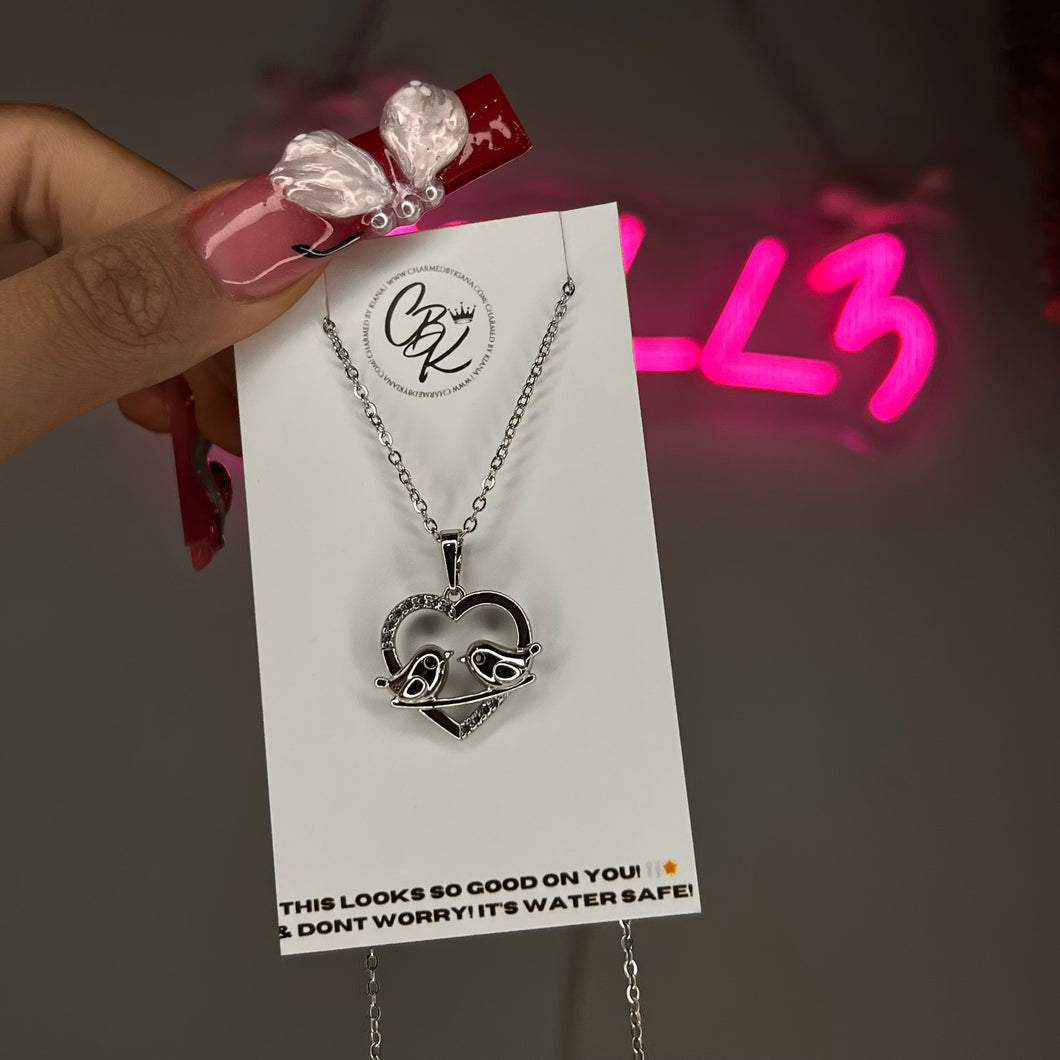 Silver Love Birds Necklace