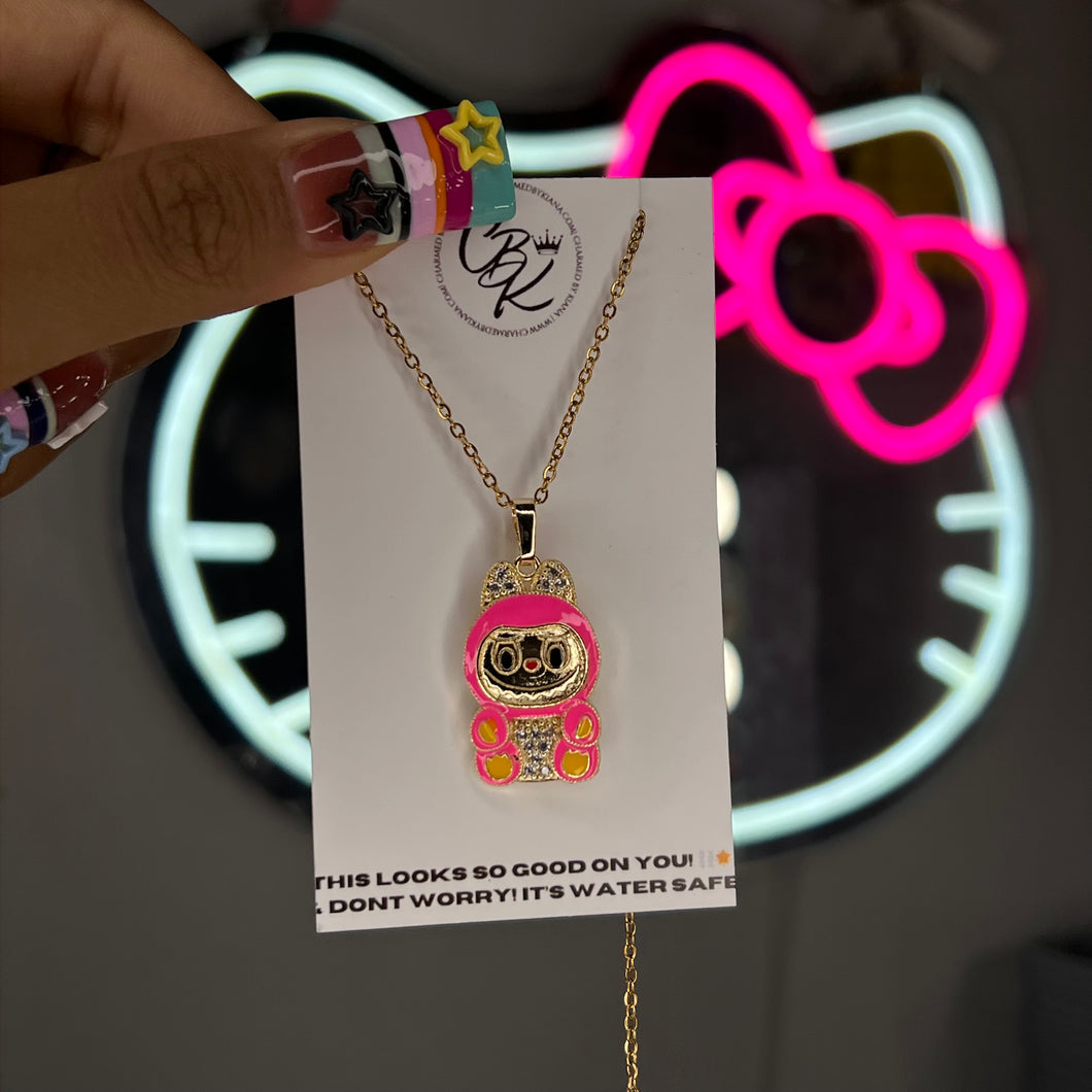 Gold & Hot Pink Bubu Necklace